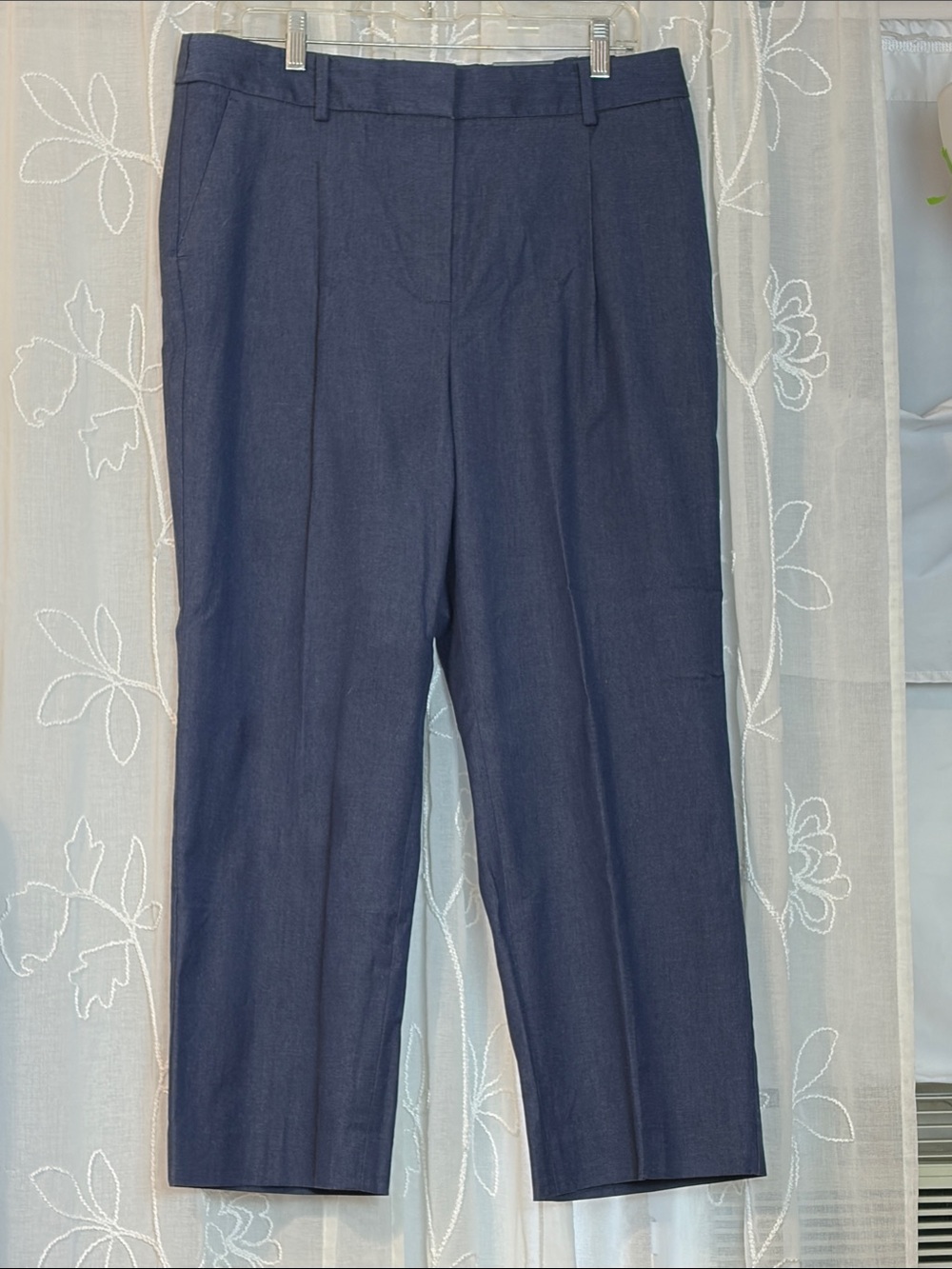 Talbots Women’s Blue Chambray Pants - Classic Straight Leg 12P